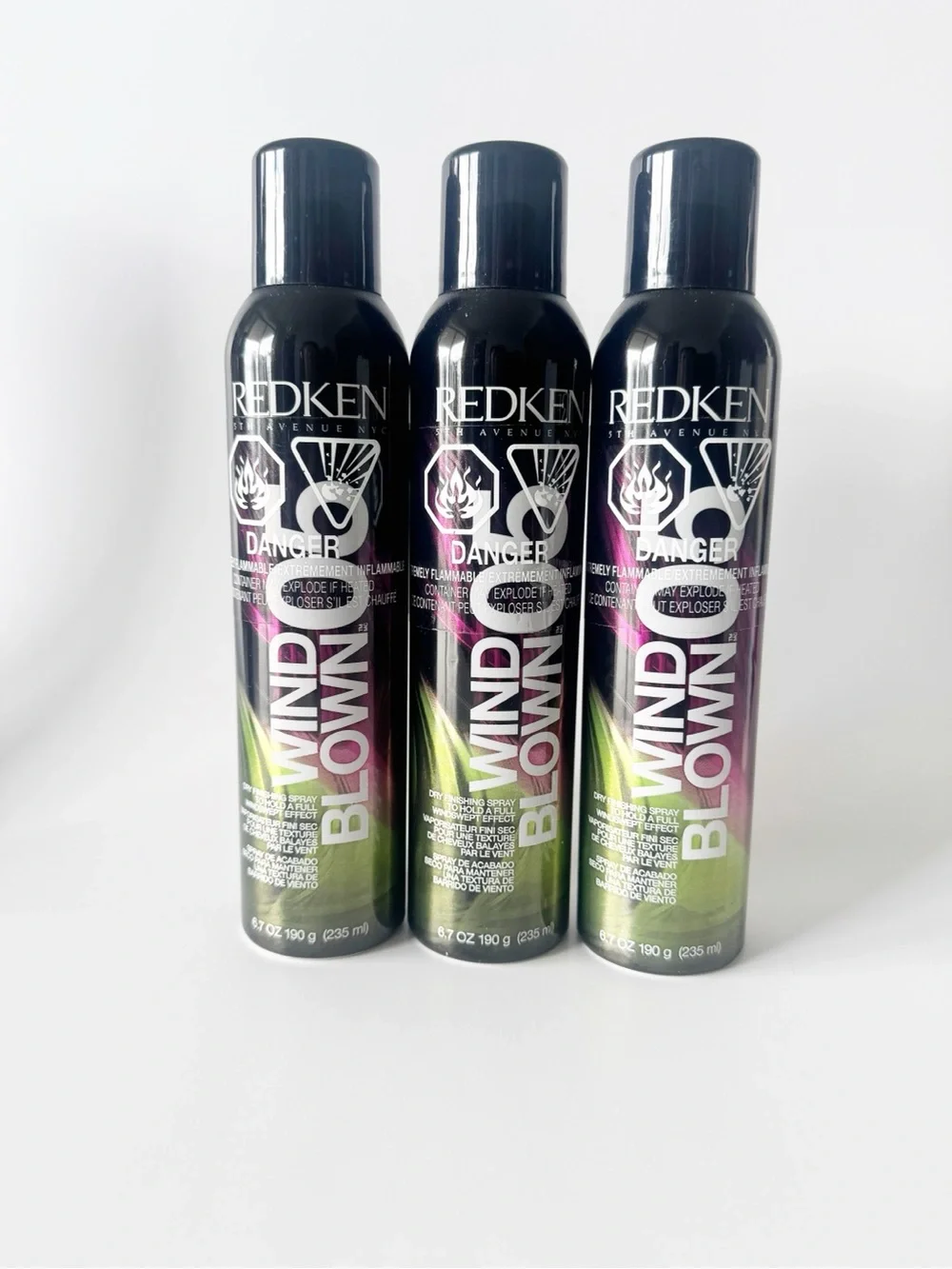 3 pack Redken Wind Blown Flexible Dry Finishing Spray - Black Bottle